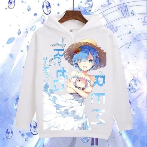 Re:Life In A Different World From Zero Cosplay Hoodie Anime Ram Rem Hoodies Winter Autumn Fleece Sweatshirts Casual Pullover