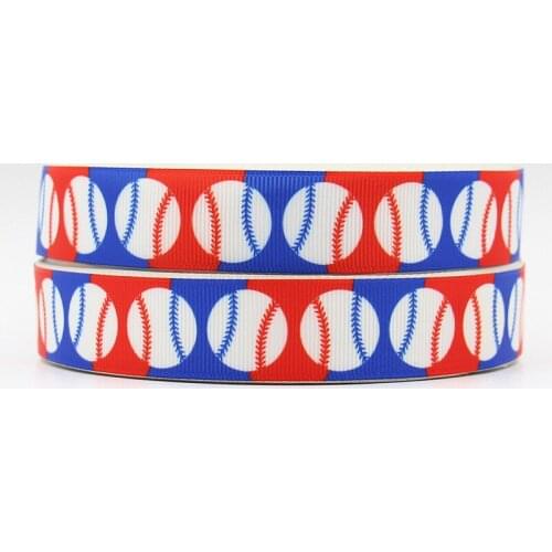 Q&N ribbon 7/8inch 22mm 161112031 baseball printed grosgrain ribbon webbing 50yards/roll for headband free shipping
