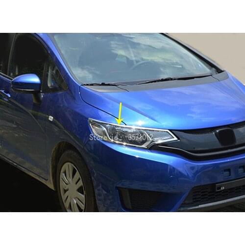 Car Body Styling Front Head Light Lamp Hood Molding Frame Stick ABS Chrome Cover Trim For Honda Fit Jazz 2014 2015 2016 2017
