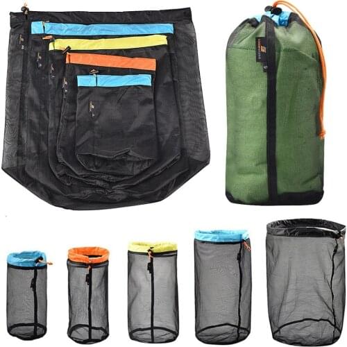 S~XXL Ultralight Mesh Storage Bag Drawstring Bags High quality Outdoor Stuff Sack Traveling Organizer Hiking Tool