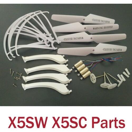 Syma X5SW X5SC RC Drone Quadcopter Spare Parts 4PCS Motor and Propeller Landing Skid Propeller Protectors Principal Axis Gear