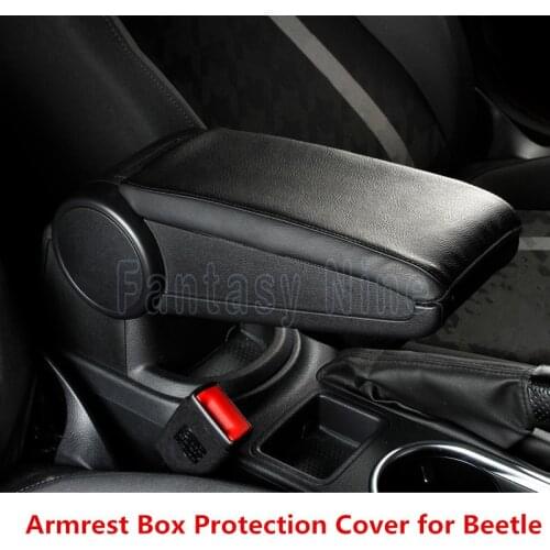 Carbon Fiber Printed Microfiber Leather Car Interior Armrest Box Protection Cover for Volkswagen Beetle