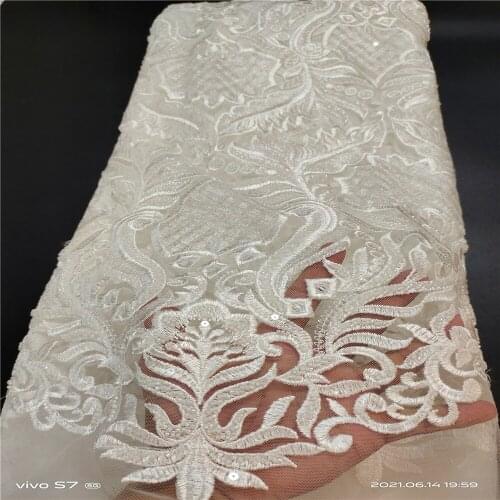 High quality embroidered african velet lace fabric with sequins Fashionable french net fabric for party dress JYN316 (1)