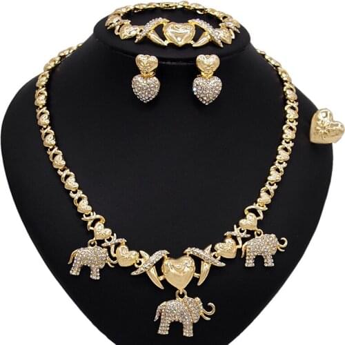 Yulaili Hugs and Kiss Jewelry Sets For Women Pendant Necklace Bracelet Stud Earrings Ring Jewellery Gifts Free Shipping