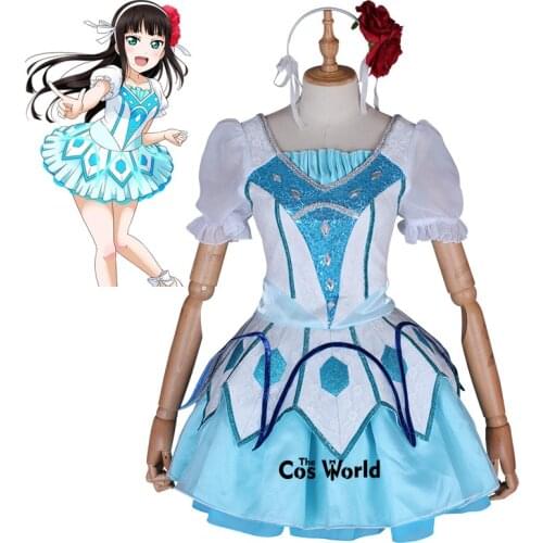 Love Live Sunshine Aqours WATER BLUE NEW WORLD Kurosawa Dia Tops Dress Uniform Outfit Anime Cosplay Costumes