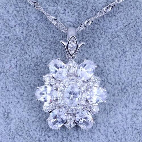 Love Monologue Exquisite White Cubic Zirconia Silver Color Necklace Pendants for Women Wedding Jewelry X0340