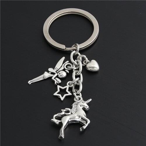 1pc Fairy Unicorn Charms Key Chains Star Heart Key Ring For Women And Girls Gifts Lover Jewelry Key Chains E2226