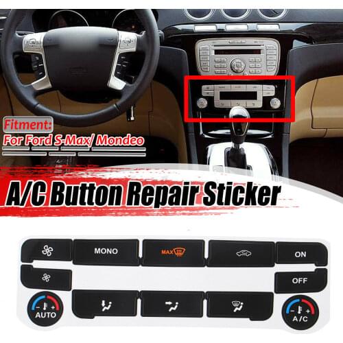 1 PC Black Car Air Condition AC Climate Control Button Repair Sticker Decal For Ford S-Max/ For Mondeo Fix Ugly Button
