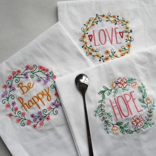 1piece 45x65cm Floral Embroidered Table Napkin Tablewares Cleaning Cloth Kitchen Tea Towel 100% Cotton