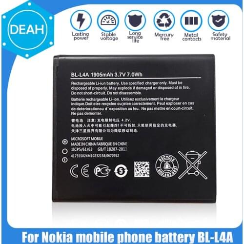 1PCS BL-L4A BLL4A BL L4A 1905mAh Phone Battery For Microsoft Nokia Lumia 535 RM-1090 RM-1089 Dual 830 RM-984 BV-L4A Lithium Cell