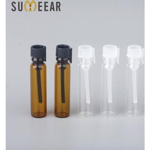100Pcs/lot 1ml Amber Glass Essential Oils Trial Pack Tube Perfume Bottle Transparent Glass Perfume Bottle Test Tube for Sample