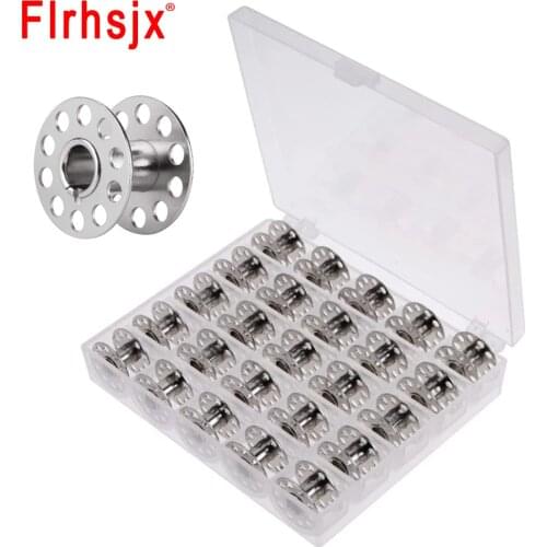 25Pcs Metal Sewing Machine Bobbins with Storage Case Empty Machine Bobbins for Domestic Sewing Machine Home Sewing Craft Tools