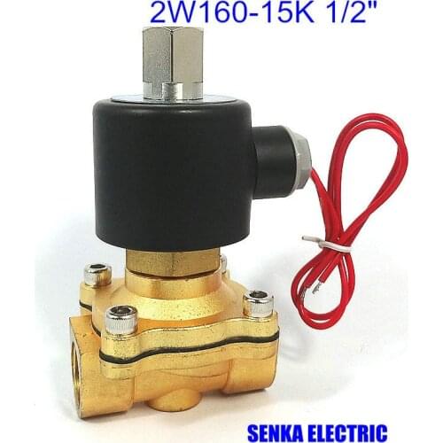 2W160-15K 1/2" 2 Way Air Gas Water Brass Solenoid Valve 220VAC 110VAC 24VDC 12VDC