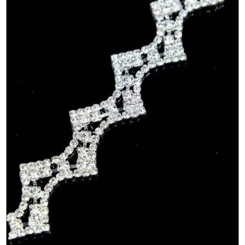 5/10Yards Bridal Belt Trim with Rhinestones Wedding Decorative Sliver Crystal Chain Trimming