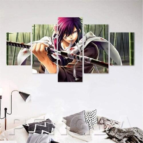 5 Piece Wall Art Canvas Anime Manga Samurai Figure Katana Pictures And Posters Home Modern Decoration Paintings For Living Room