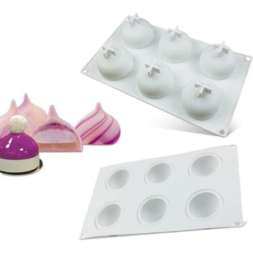 6 Cavity 3D Water Cake Mold Bun Shape Mousse Cake Mold Silicone Bakeware Mould Decorating Tools For Baking Tools