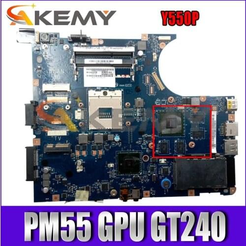 Akemy For Lenovo Y550P Laptop Motherboard LA-5371P Motherboard PM55 GPU GT240 DD3 Tested 100% Work Free CPU