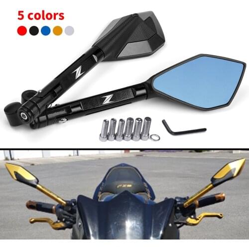 CNC Aluminum Motorcycle Bluish Reverse Side Mirrors Motorbike Rear view Mirrors For Kawasaki Z400 Z900 Z1000 Z800 Z750 Z300 Z650