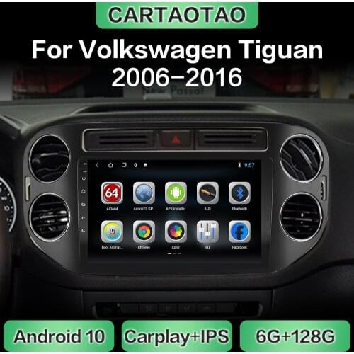 Android 10.0 car radio GPS navigation WiFi CarPlay multimedia player for VW Volkswagen Tiguan 2006-2016 DSP RDS IPS NO DVD 2din