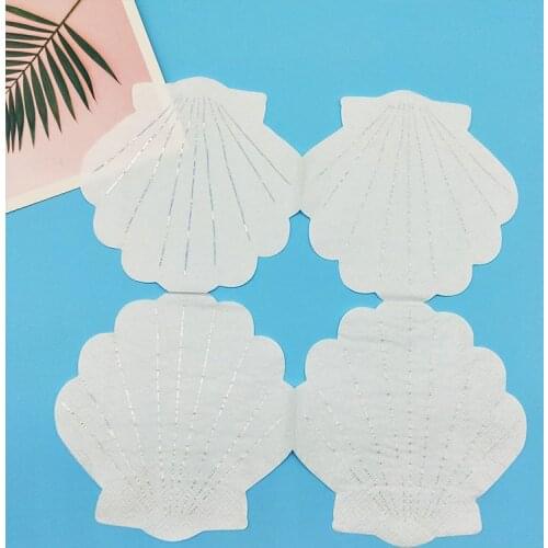 20pcs Foil Silver Shell Paper Napkins For Birthday Wedding Engagement Valentine Baby Shower Party Supply Napkin Serviettes