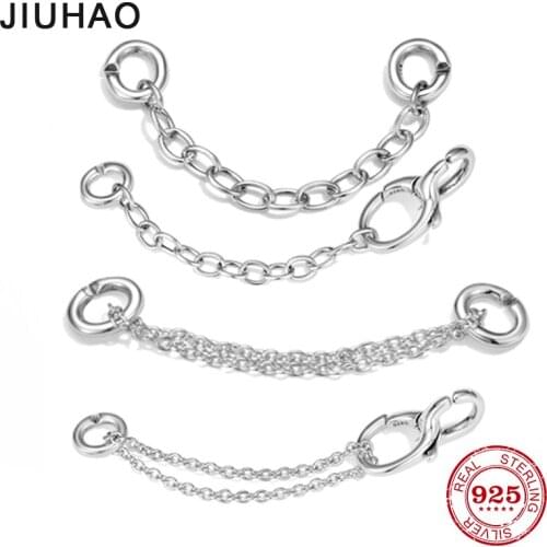 Chain Beads 925 Sterling Silver Bracelet Link Beads for Hard Rubber X Bracelets for Women Men European Unisex Jewelry Making