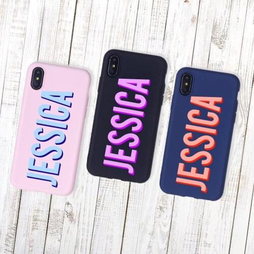 Drop Shadow 3D Personalized Customize Name Initials Soft Silicone Candy Case For iPhone 12 11 Pro XR 8 8Plus X XS Max 6S 7 7Plus