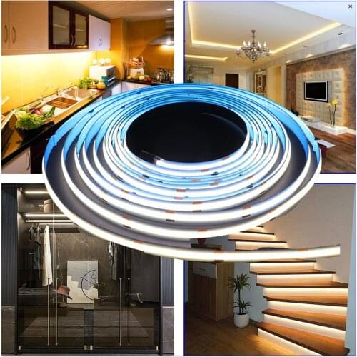 COB Flexible Strips Led Cabinet Lights for Kitchen ip65 12V 8mm 512D Bedroom Wardrobes Closet Lighting светодеодная лента