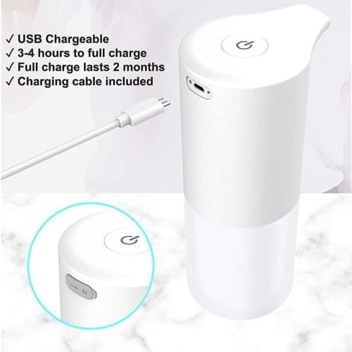 350ml Touchless Automatic Foam Soap Dispenser USB Rechargeable Touch-Free Sensor USB Charging Hand Wash Foaming Wahser