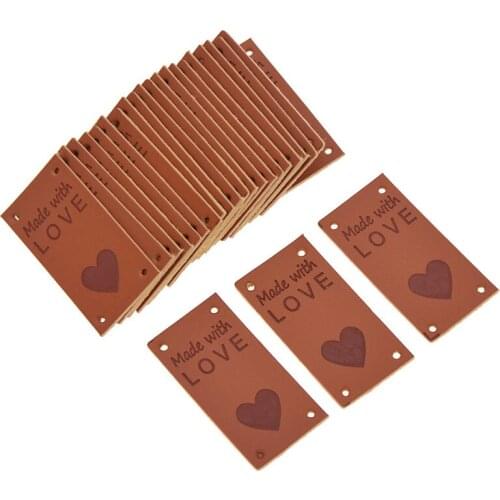 24PCS/lot Handmade Letter PU Leather Labels Supplies DIY Handmade Sewing Garment Bag Hat Decor Accessories