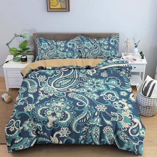 High Quality Paisley Style Boho Mandala Decor King Bedding Set 2/3PCS with Pillowcase Duvet Cover Queen Comforter Sets