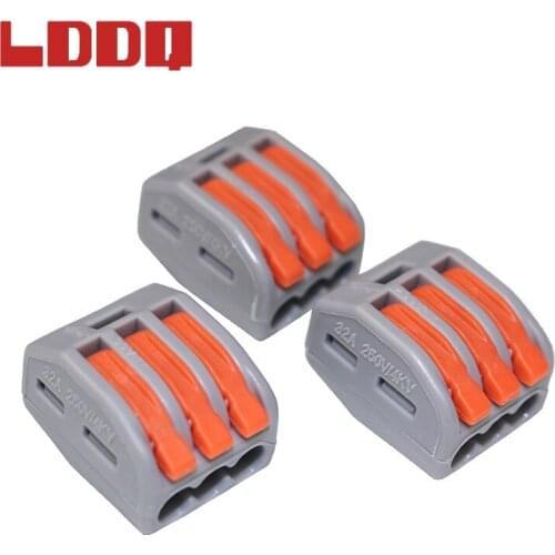 LDDQ 100PCS PCT213 Connector Universal Compact Wire Wiring Connectors 3 Pin Conductor Terminal Block Level AWG 28-12