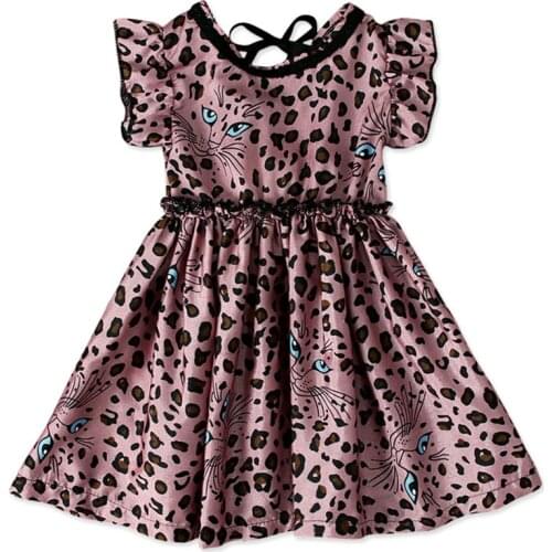 2020 Summer new baby girl clothes sleeveless childrens wear leopard print cute cat bandage dress party princess dress
