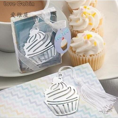 Cake shape metal Bookmark Baby Shower Christening Wedding Favours for guest souvenirs Birthday party Christmas presents 50pcs