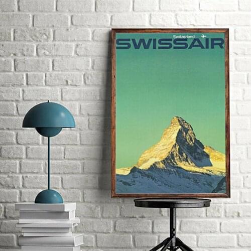 Zermatt Switzerland Travel Poster Vintage Wall Art Canvas Print Matterhorn Landscape Painting Wall Picture Living Room Decor