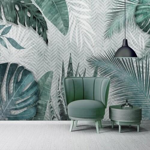 Custom Mural Wallpaper 3D Hand Painted Tropical Leaves Fresco Living Room TV Sofa Bedroom Home Decor Waterproof Papel De Parede