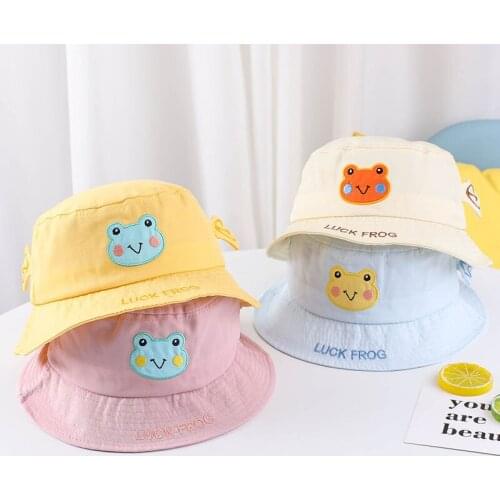 2021 Spring and Summer Caps New Baby Cotton Fishermans Hat Outdoor Leisure Childrens Sun Hat Cartoon Frog Sun Hat Bucket Caps