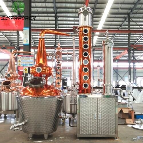 Whisky Distillation Equipment Liquor Extraction Equipment For Laboratory 200L Red Copper Distilling Pot Brewing Equipment