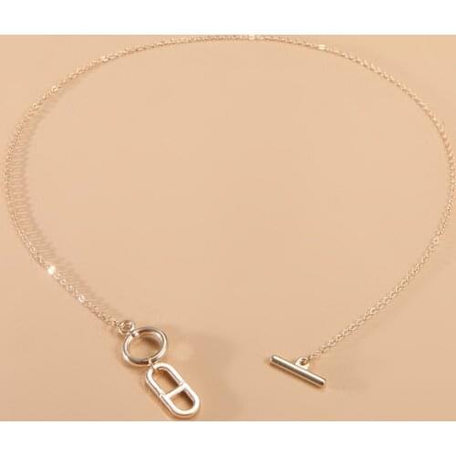 Find Me Simple Alloy Geometric Pig Nose Pendant Necklace For Women Jewelry Accessories