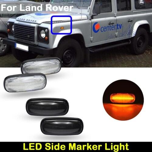 For Land Rover Defender Freelander Discovery2 clear lens or smoked lens car front amber turn signal light LED side marker lamp