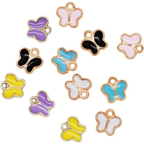 30PCS Lovely Mini Animal Butterfly Shape Enamel Charms Zinc Alloy KC Gold Back Earring Bracelet Pendants Jewelry Handmade