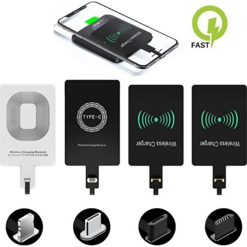 Qi Wireless Charger Receiver Micro USB Type C Universal Mobile Phone Quick Charge Adapter For iPhone 7 Plus Xiaomi Redmi Huawei