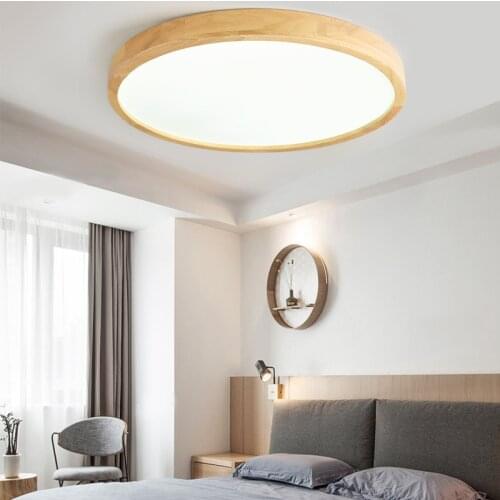 Modern Led Ceiling Light Solid Wood Nordic Corridor Aisle Balcony Ultra-thin Bedroom Living Lighting Fixture Round Decor Lamp