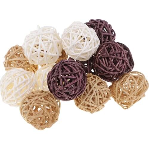 Prettyia 30 Wicker Rattan Ball Wedding Wood Twig Garden Decor Table Ornament