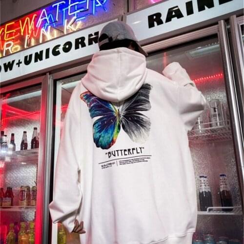 Men Women Gradient Butterfly Print Hoodies Spring Autumn Loose National Tide Couple Clothes Oversized Couple Sweatshirt
