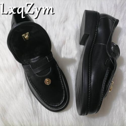Newest Luxury Brand Loafers Women Rhombus Genuine Leather Round Toe Leisure Shoes British Style Comfort Lazy Shoes Female
