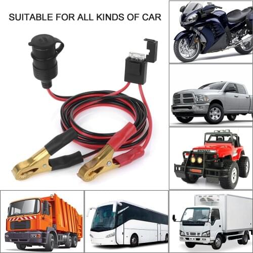UL SPT-2 16AWG/2C 12V/24V Car Battery Clamp-on Extension Charge Cable Car Cigarette Lighter Socket Alligator Clips Connector 2FT