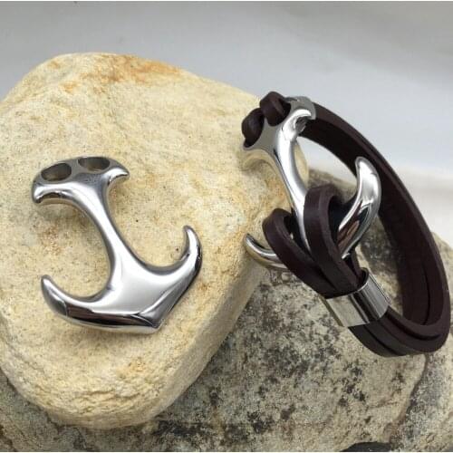 Wonlee Winle Stainless Steel Double Hole Hook Pendant Connetors Charm Fit DIY Men Bracelet Jewelry Making(Without Bracelet)