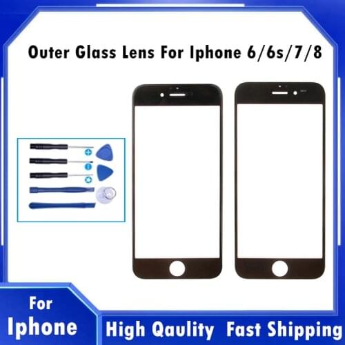 100% Tested Front Outer glass lens Replacement Parts for iPhone 6 6s 7 7 plus 8 plus Front Outer Screen Glass Lens
