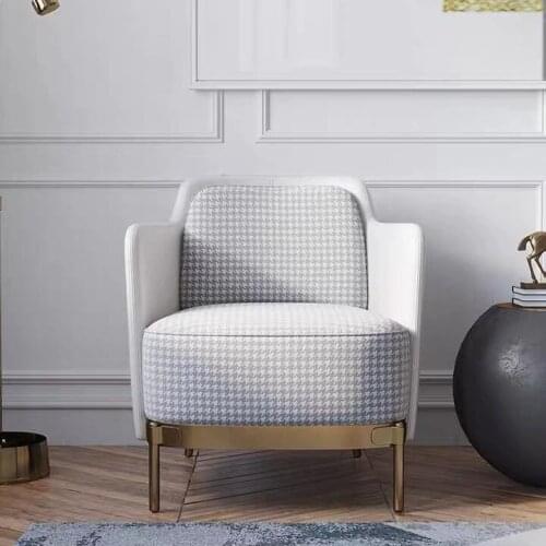 ChinaFurniture processing and production factory modern light luxury fabric single sofa with stainless steel foot