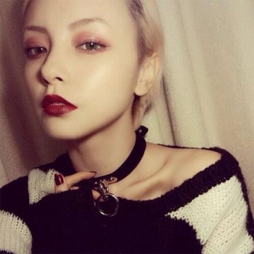 Harajuku Leather choker collar Round Circle pendant Choker Necklace For Women Punk Style chocker Fashion Goth jewelry